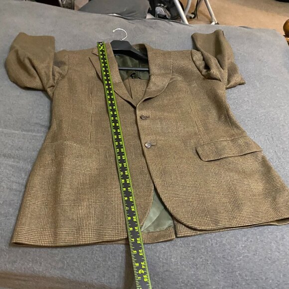 Hickey Freeman Mens Sports Coat Jacket Size 43 Long Houndstooth Brown Wool FLAWS - Picture 7 of 13